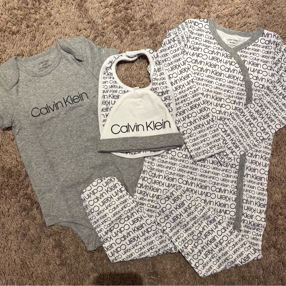 NW/OT: Calvin Klein Gray and White Pajama Set for Kids